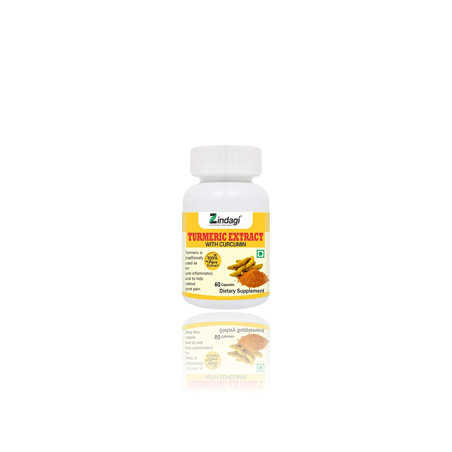 Zindagi Turmeric Extract Capsules With Curcumin - Maintain Healthy Joints - Powerful Antioxidant(60 Capsules)