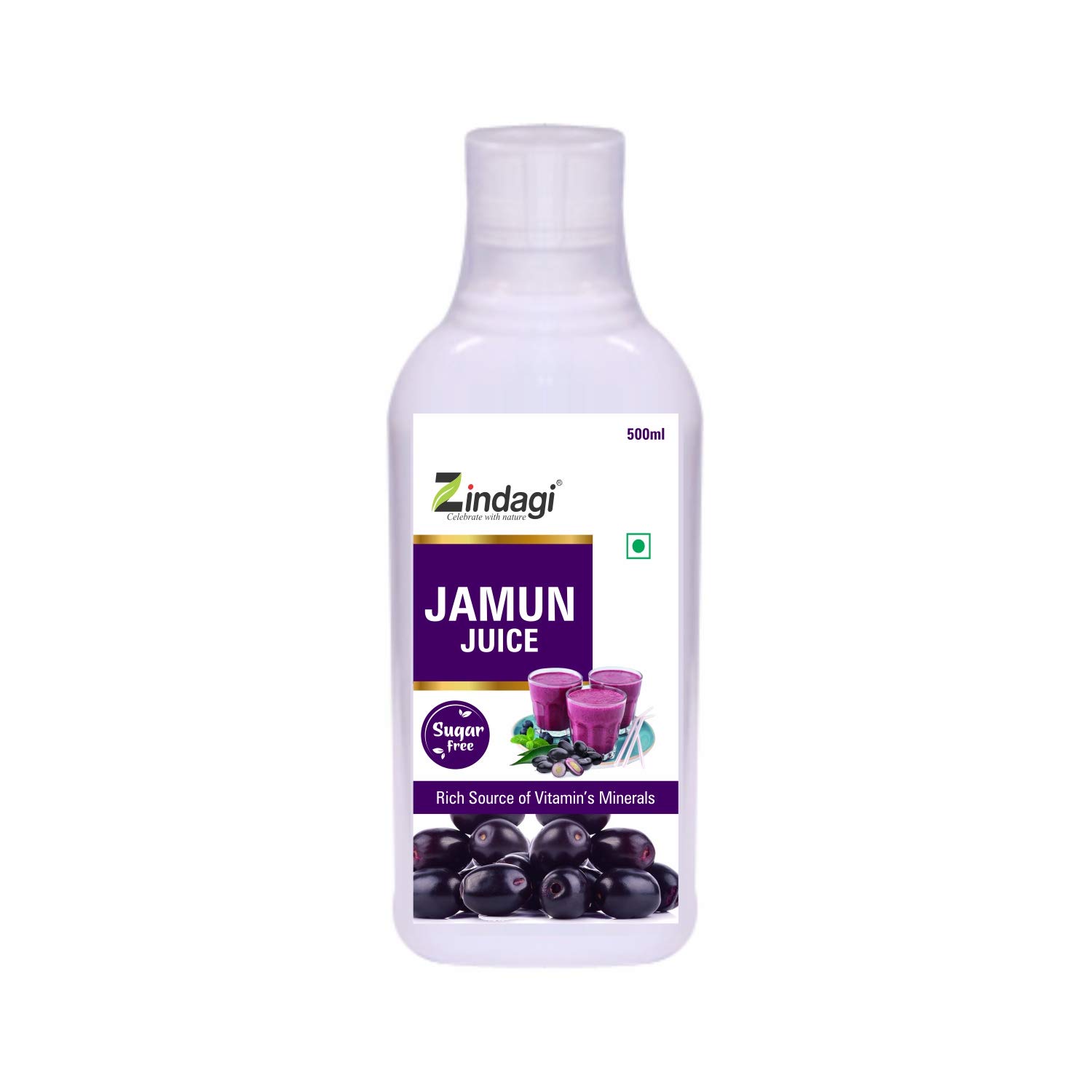 Zindagi Pure Jamun Juice - Sugar Free Premium - 100% Natural & Healthy - Diabetic Juice (500 ml)