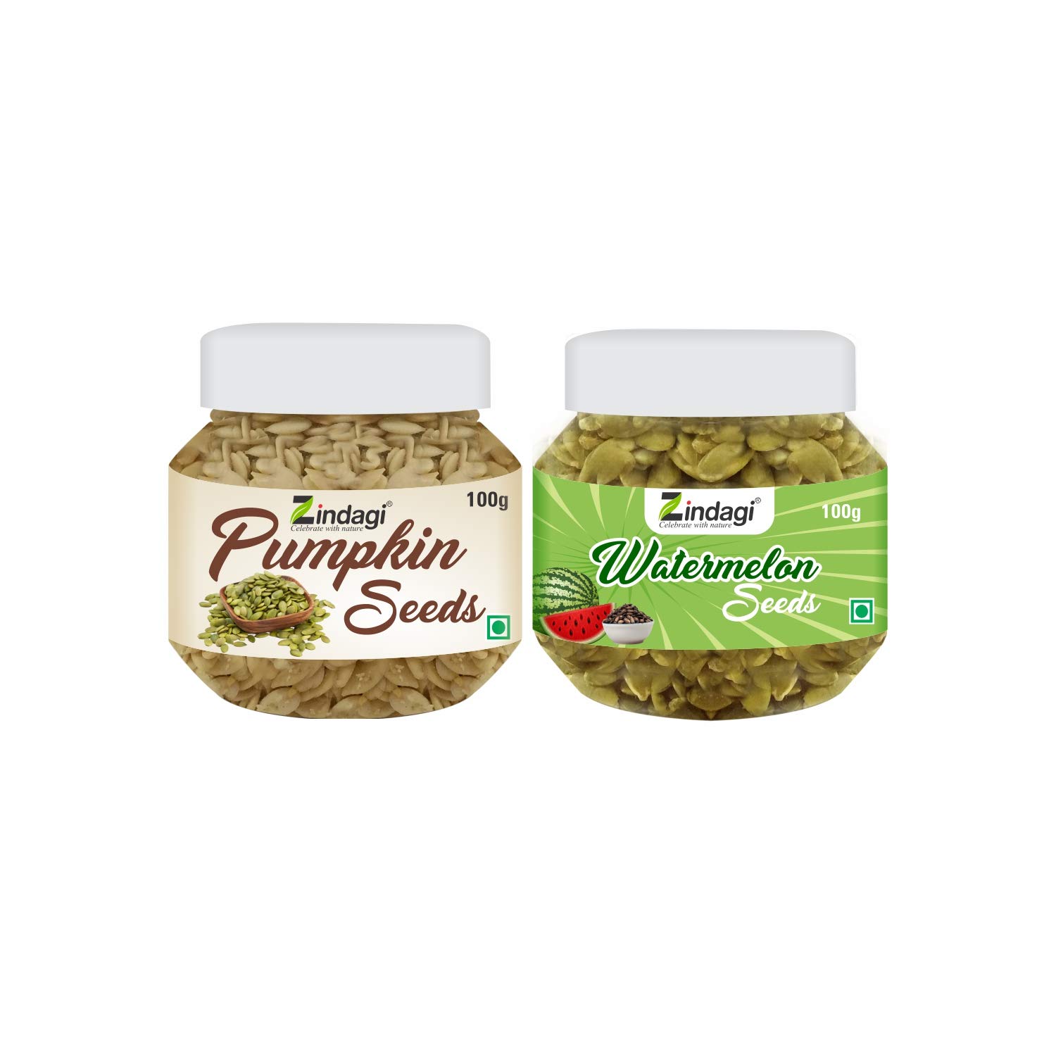 Zindagi Pumpkin Seeds With Watermelon Seeds - Low Calorie Seeds 200gm (Combo Offer)