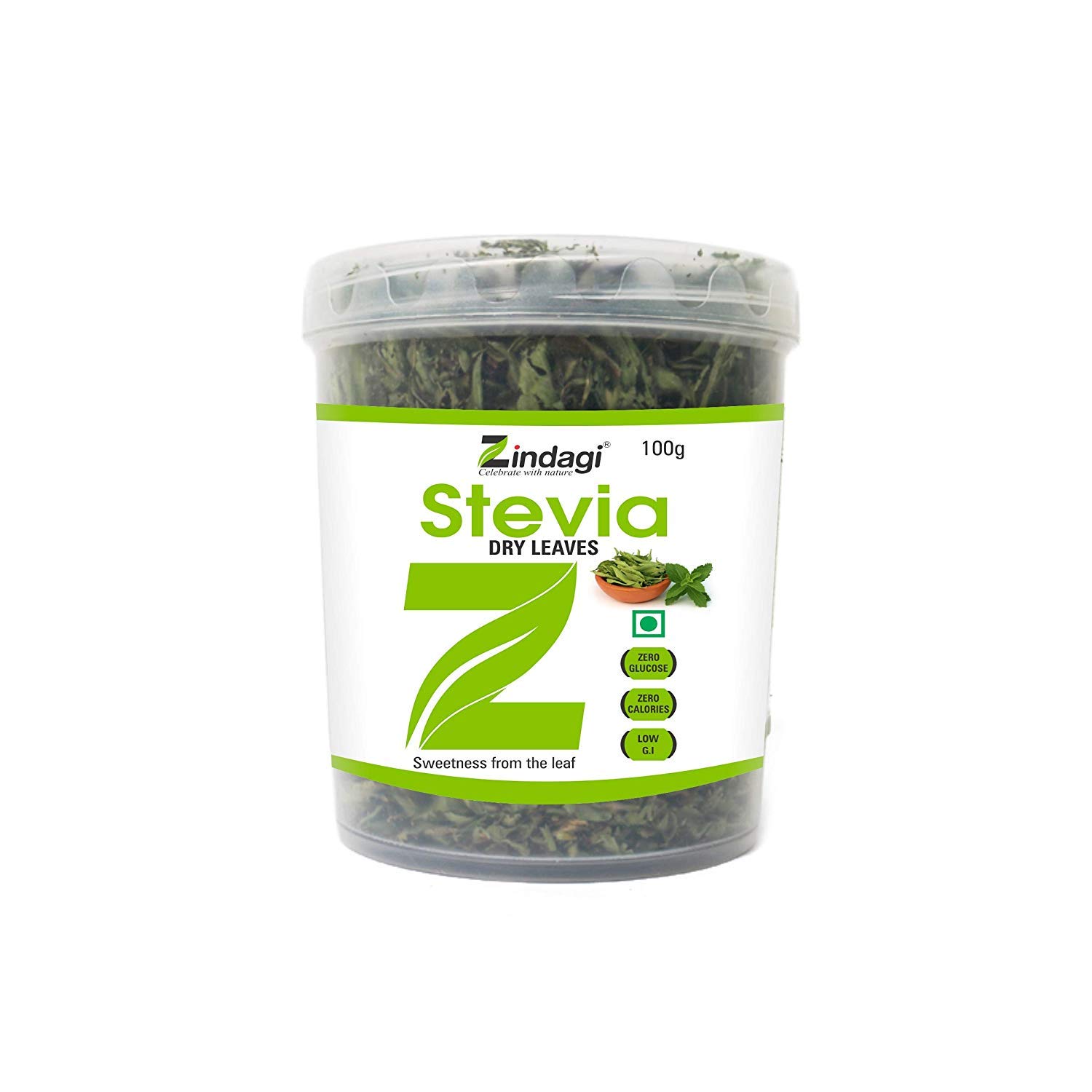 Zindagi Stevia Dry Leaves - Natural Stevia Leaf - Sugar-Free Stevia Sweetener (100 gm)