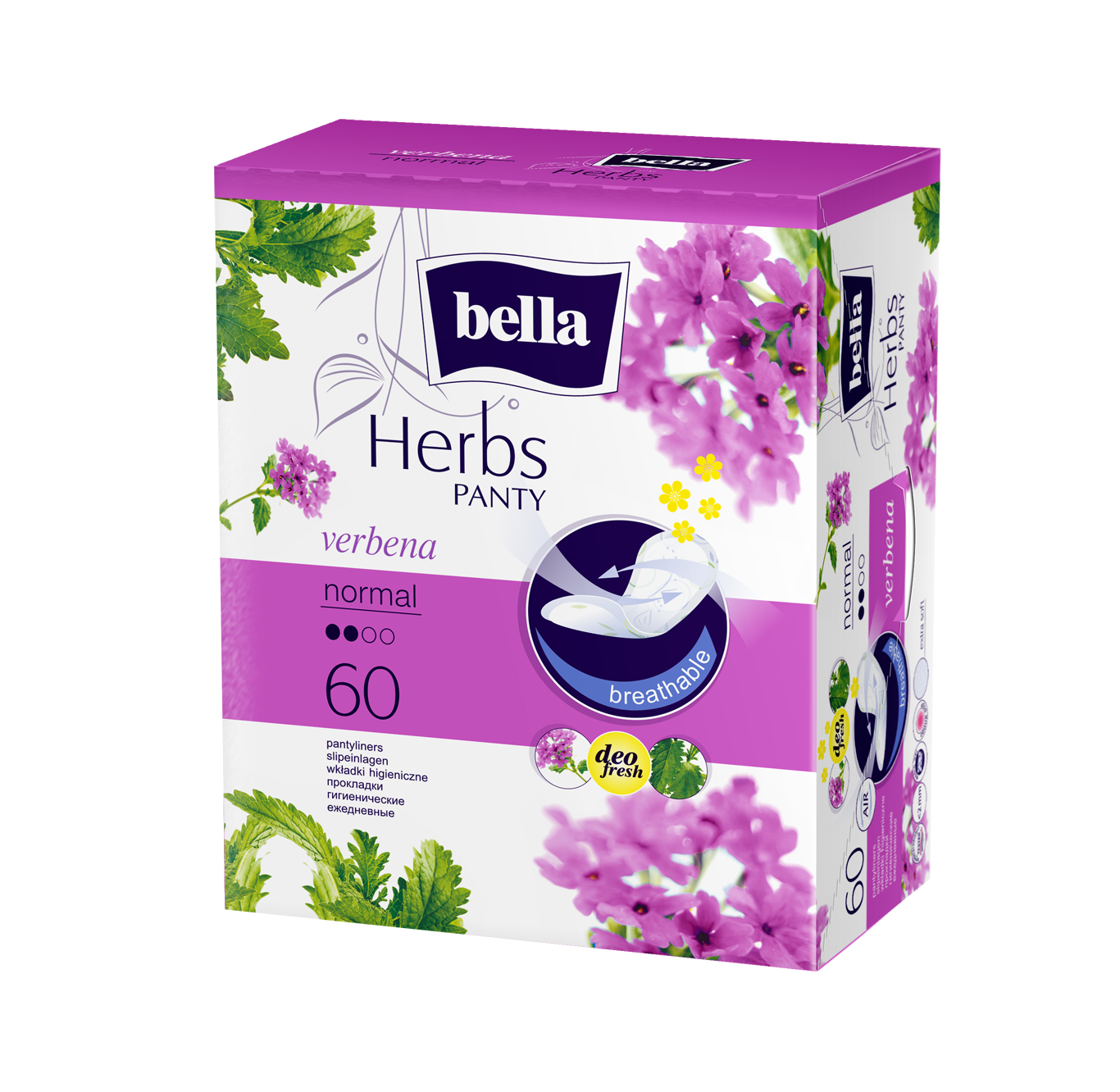 BELLA HERBS PANTYLINERS SENSITIVE WITH VERBENA 60PCS