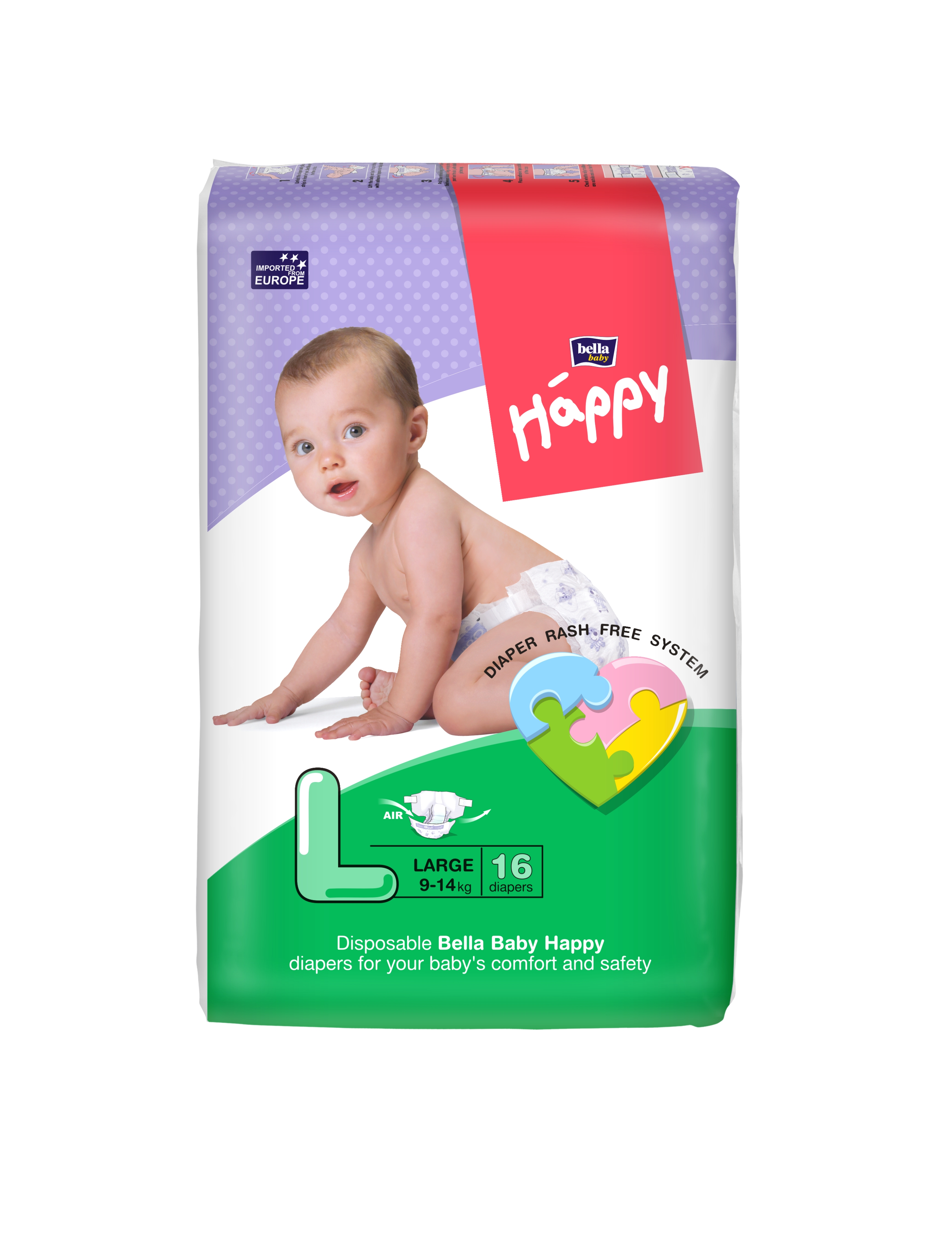 BELLA BABY HAPPY DIAPERS LARGE 16 PCS