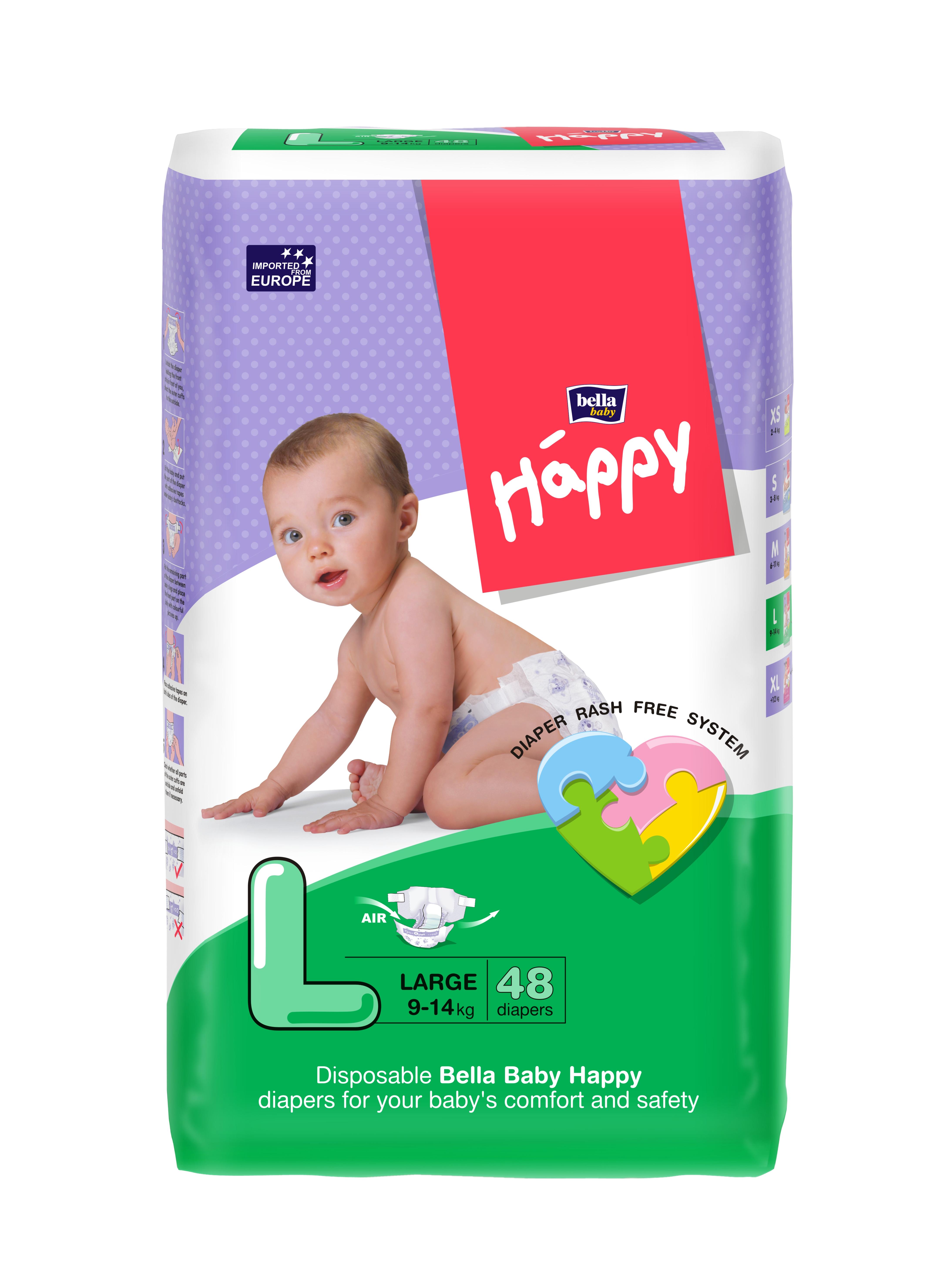 BELLA BABY HAPPY DIAPERS LARGE 48 PCS