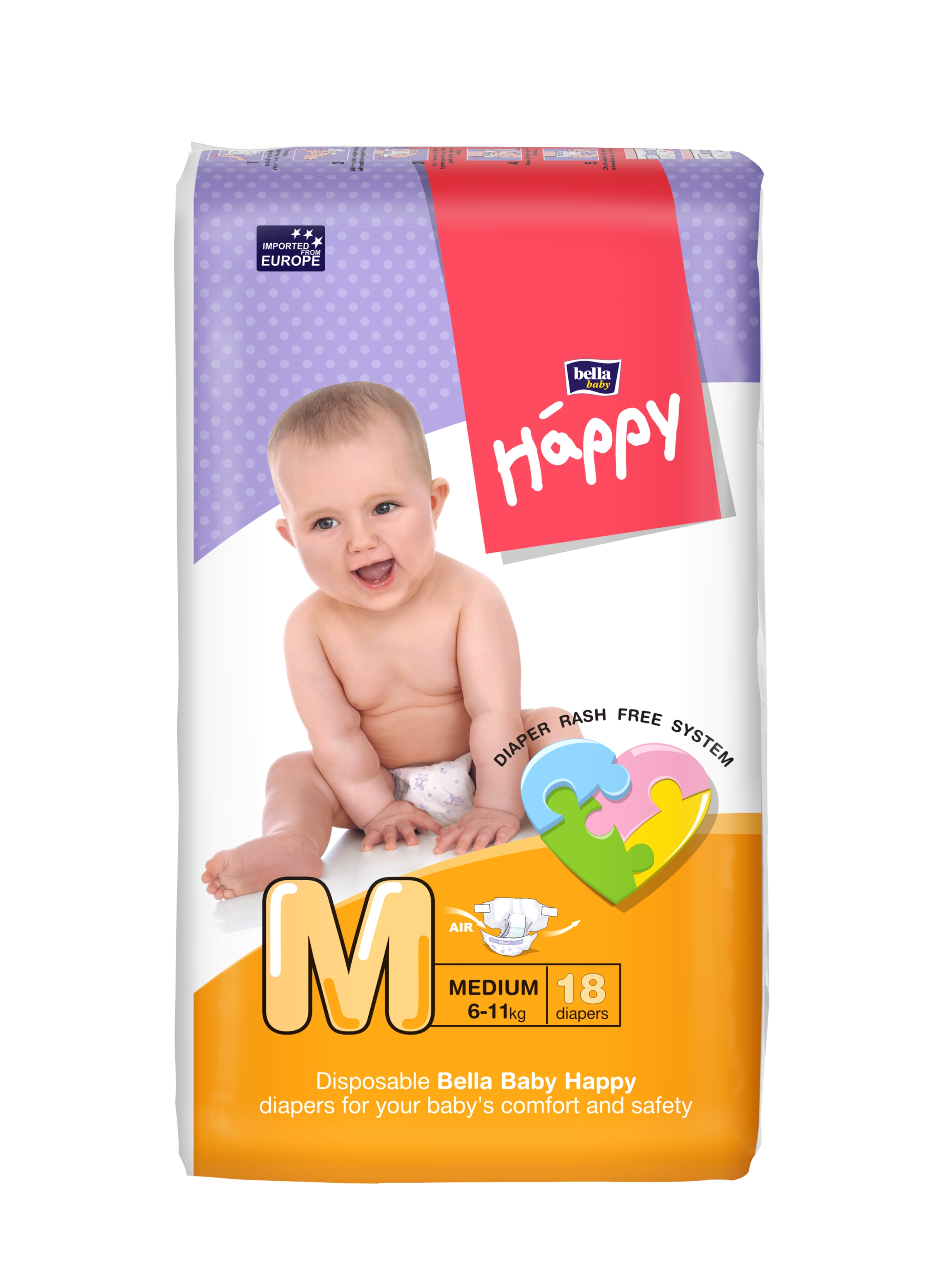 BELLA BABY HAPPY DIAPERS MEDIUM 18 PCS