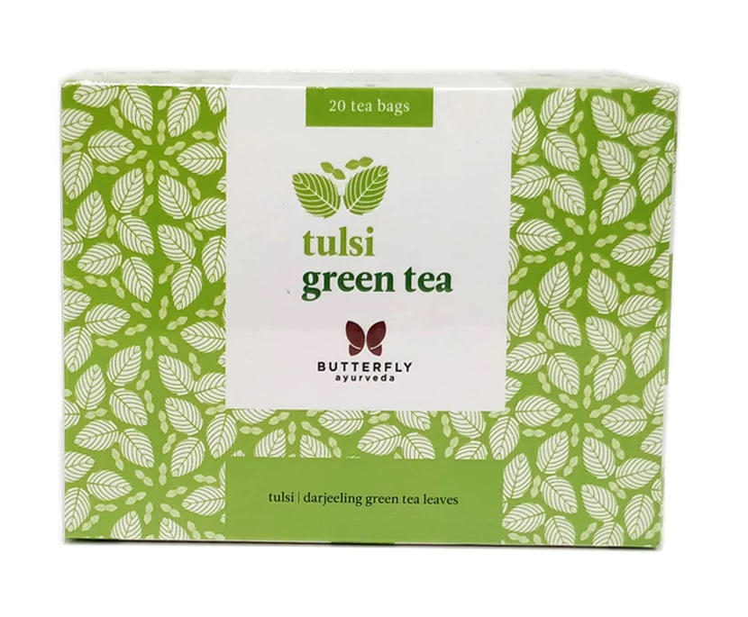 Butterfly Ayurveda Tulsi Green Tea for detoxifying, relaxation and boosting immunity