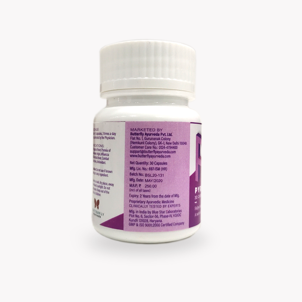 Butterfly Ayurveda Pyrexofly - Ayurvedic capsules/medicine for fever and weakness
