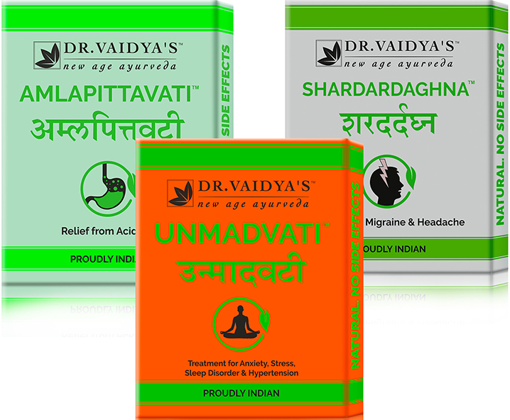 Dr Vaidya - Migraine Pack (Unmadvati - 72 Pills, Shardardaghna - 72 Pills and Amlapittavati - 72 Pills)