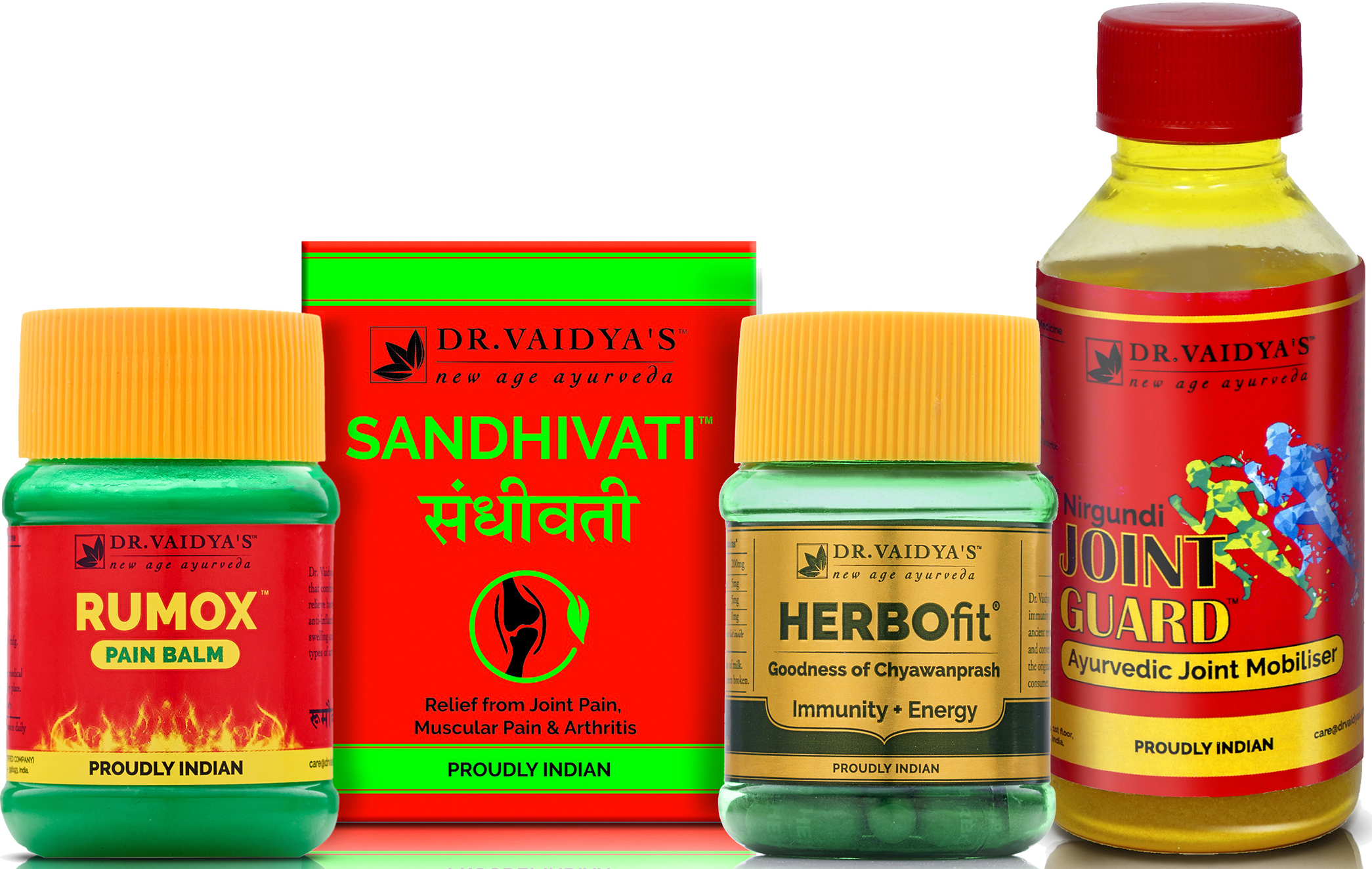 Dr Vaidya - Arthritis Pack (Herbofit - 30 Capsules, Nirgundi - 200 ML, Sandhivati - 72 Pills and Rumox - 50 Gms)