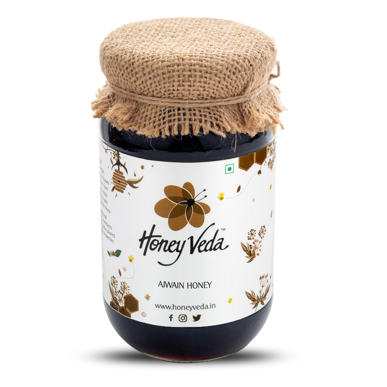 HoneyVeda Natural Ajwain Raw Honey Unprocessed and Unpasteurized -  Mono Floral (500 Grams)