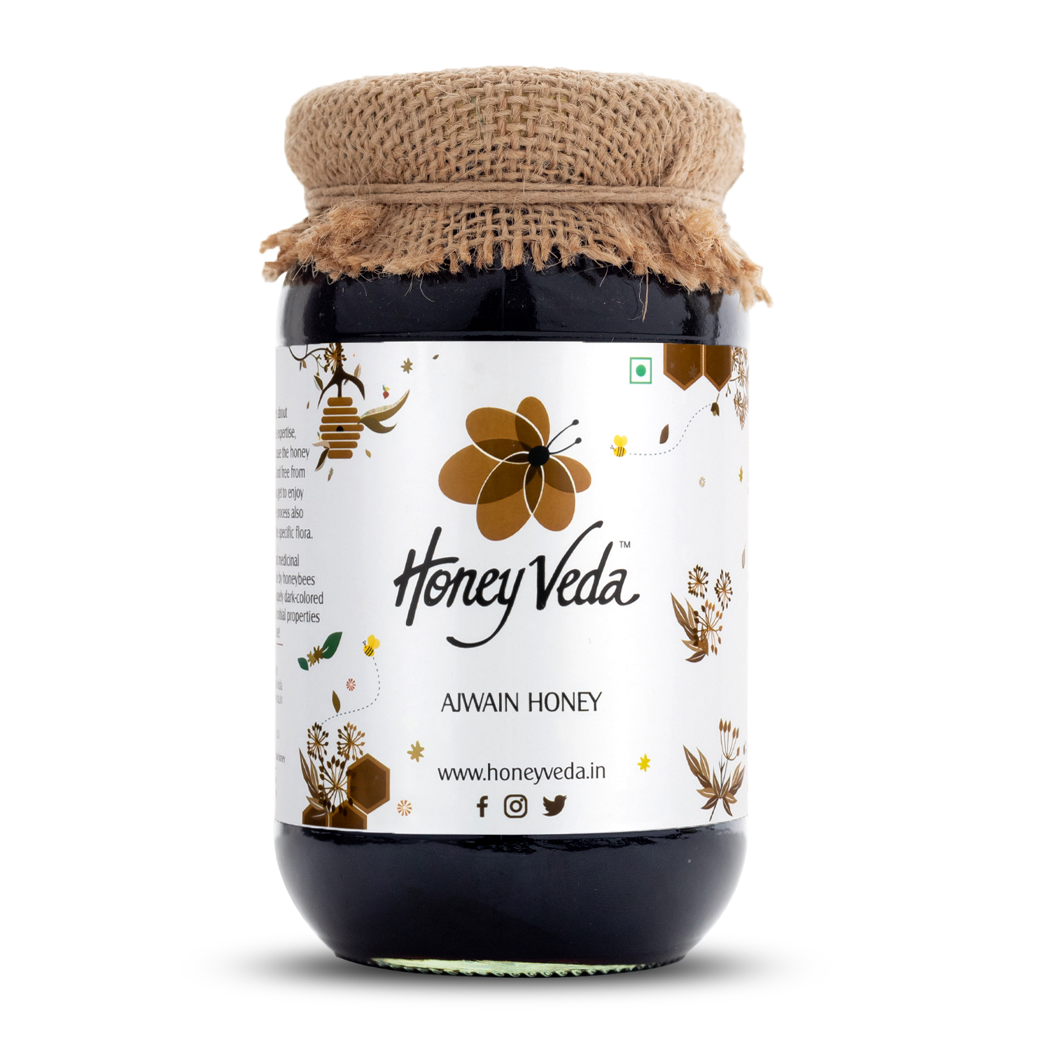 HoneyVeda Natural Ajwain Raw Honey Unprocessed and Unpasteurized -  Mono Floral (500 Grams)