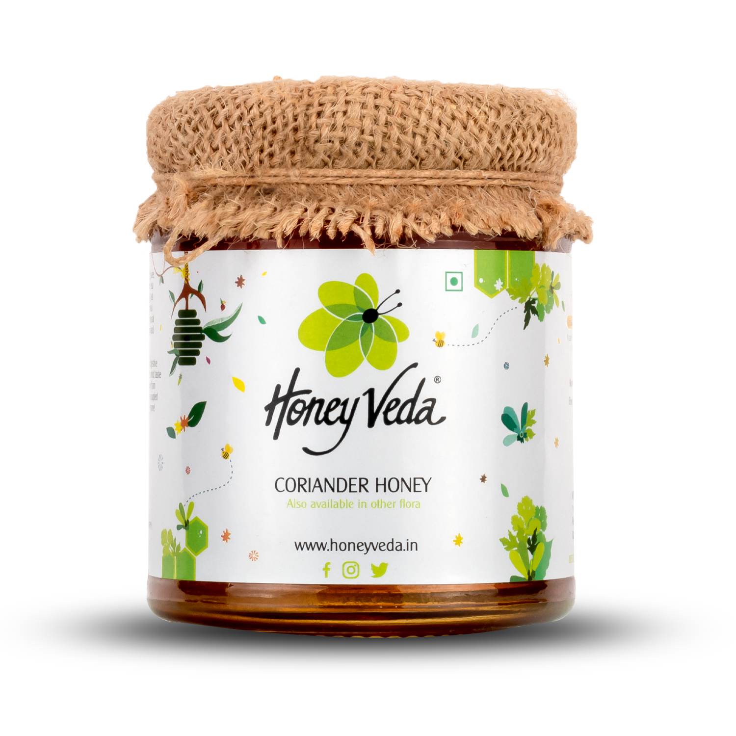 HoneyVeda Natural Coriander Raw Mono Floral Honey Unprocessed and Unpasteurized (250 Grams)