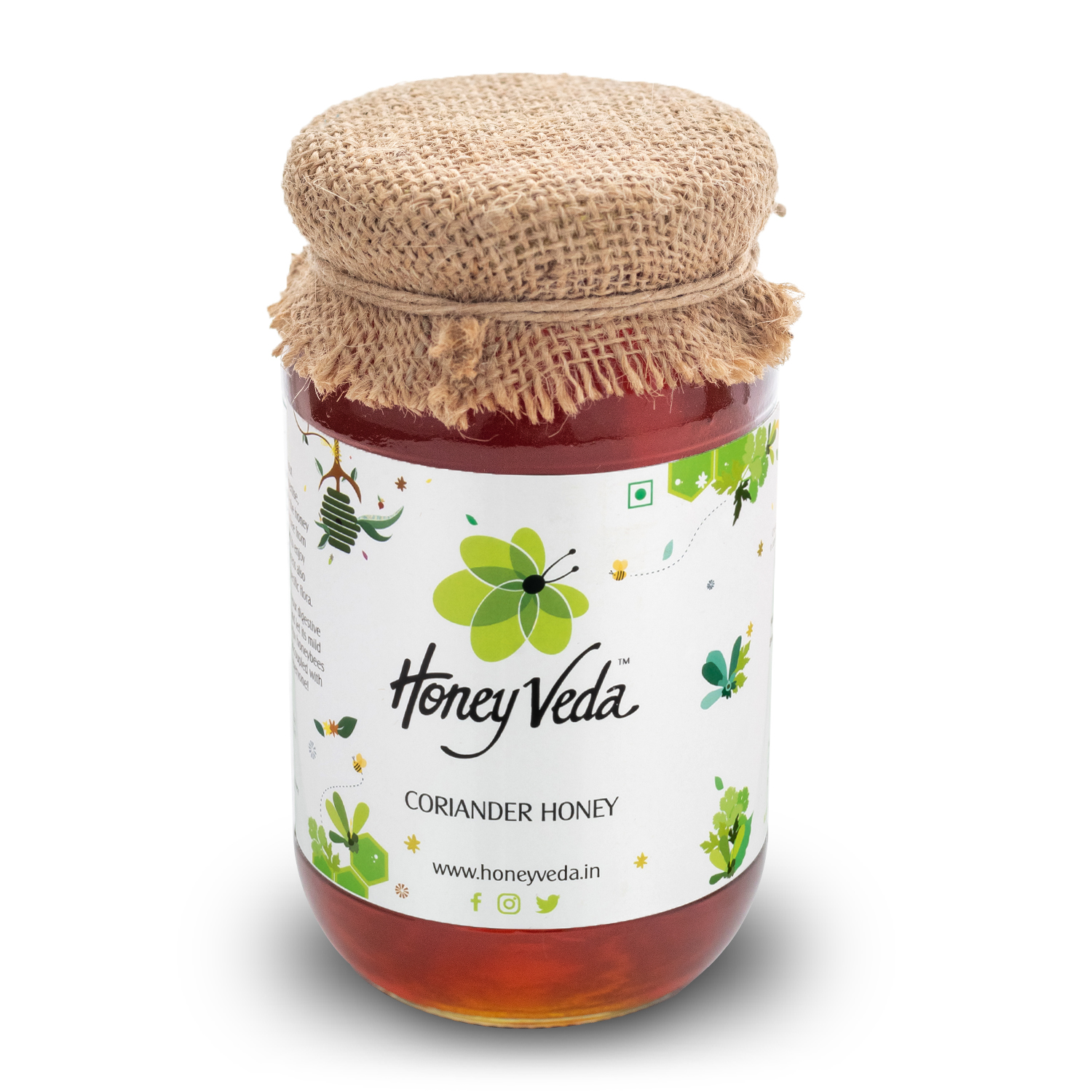 Buy HoneyVeda Natural Coriander Raw Mono Floral Honey Unprocessed and Unpasteurized (500 Grams) at Best Price Online