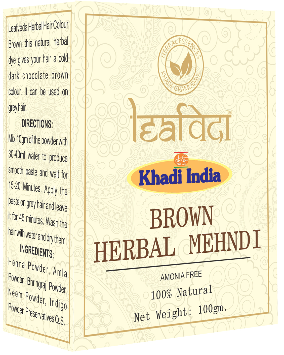Khadi Leafveda Brown Herbal Mehndi Amonia Free