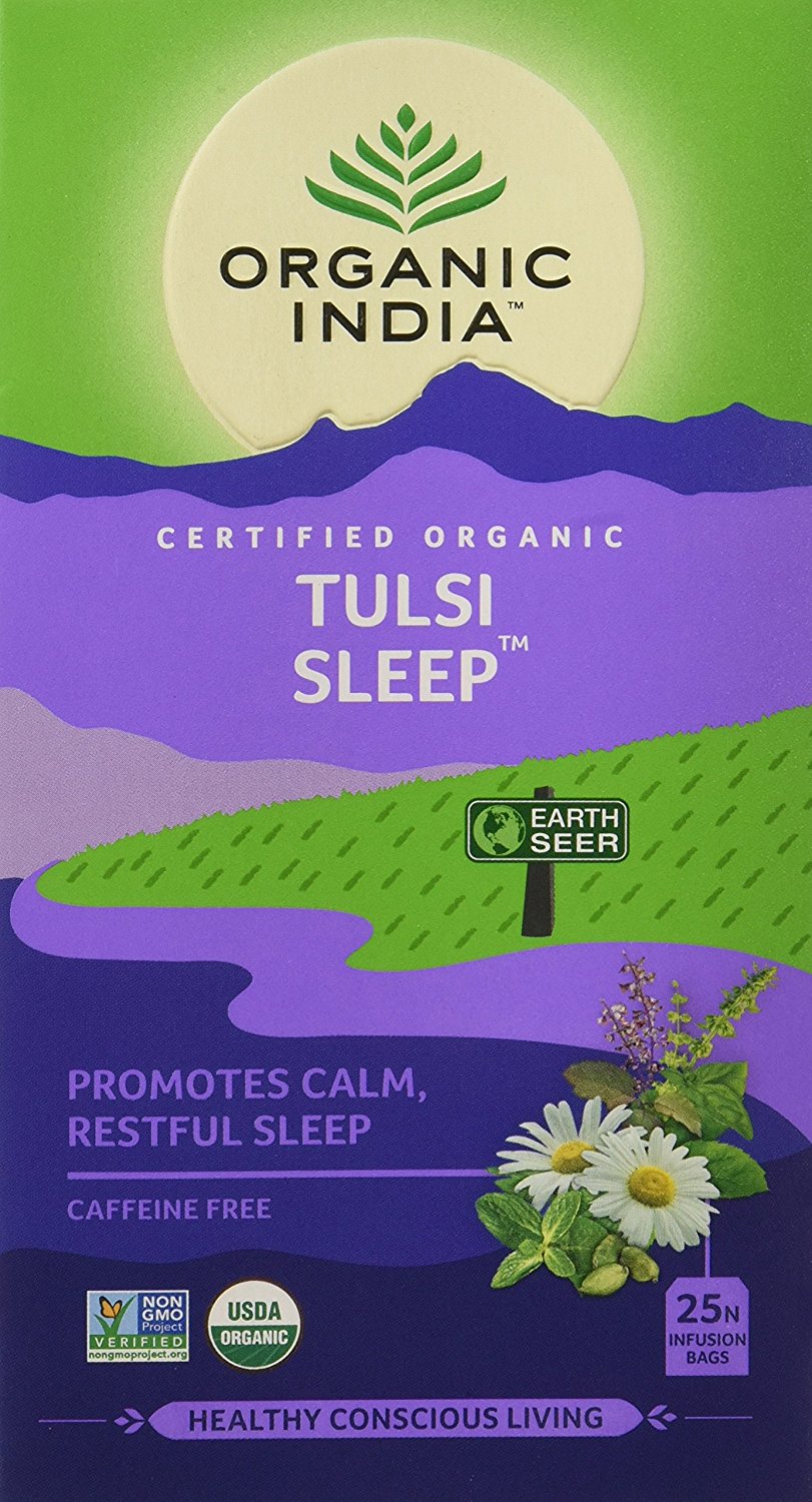 ORGANIC INDIA Tulsi Sleep Tea – 25 Bag Box, Herbal Infusion For Rest, Free Shipping