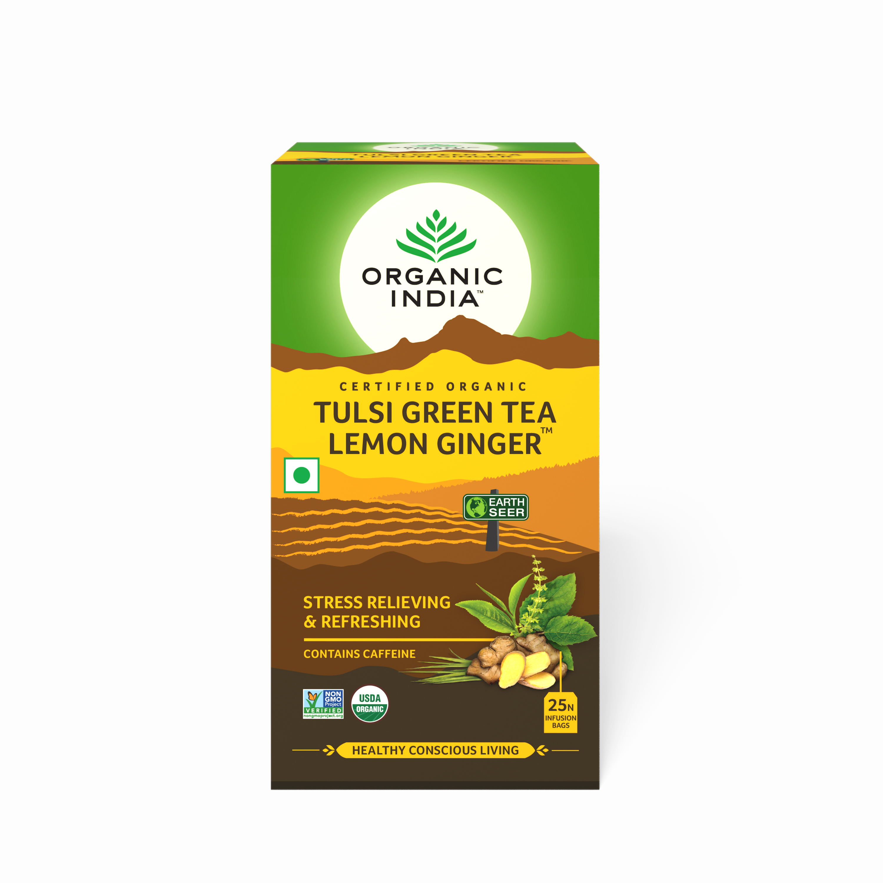 Organic India Tulsi Green Tea Lemon Ginger  