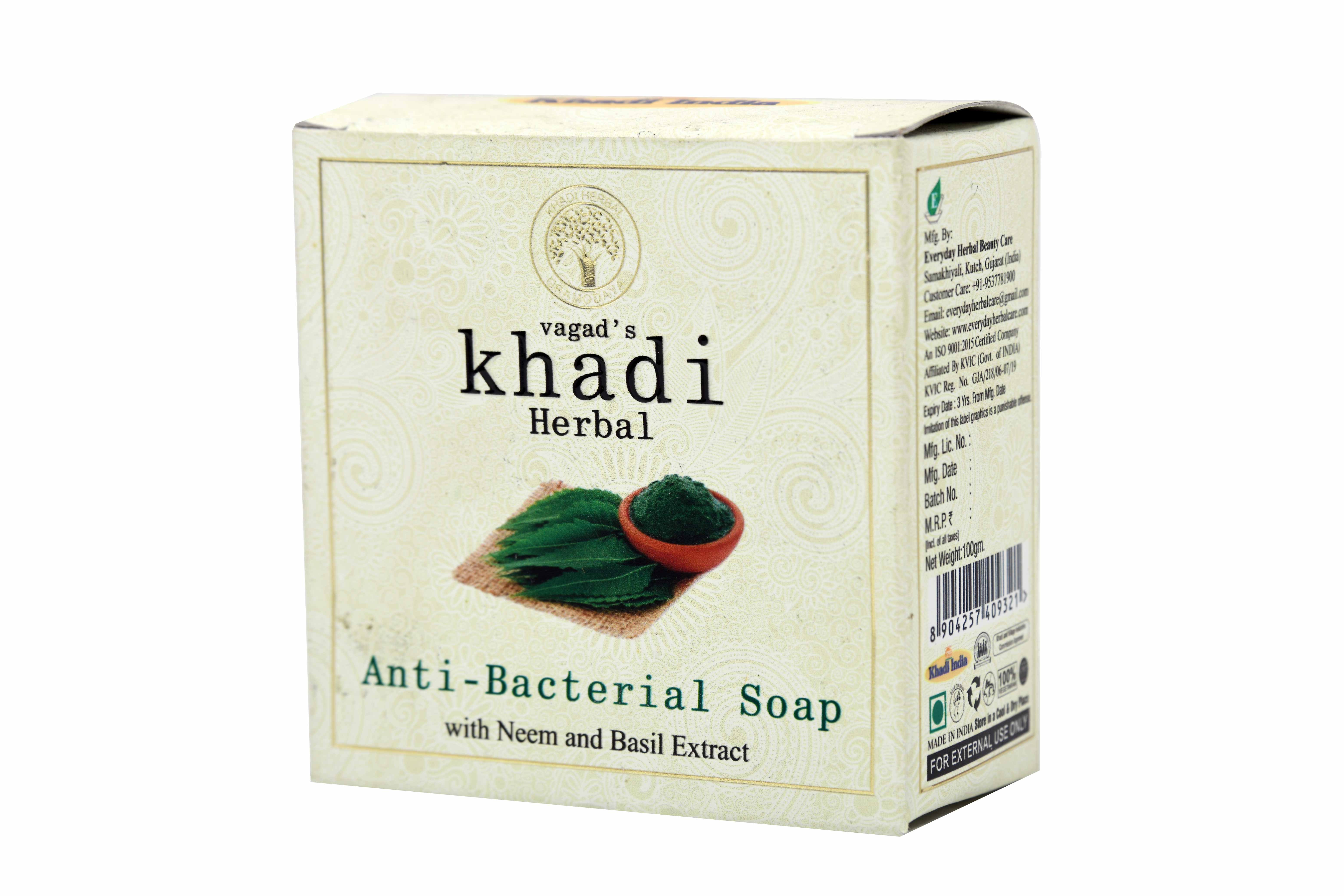 Vagad's Khadi Neem And Basil Extract Anti Bacterial Milky Soap