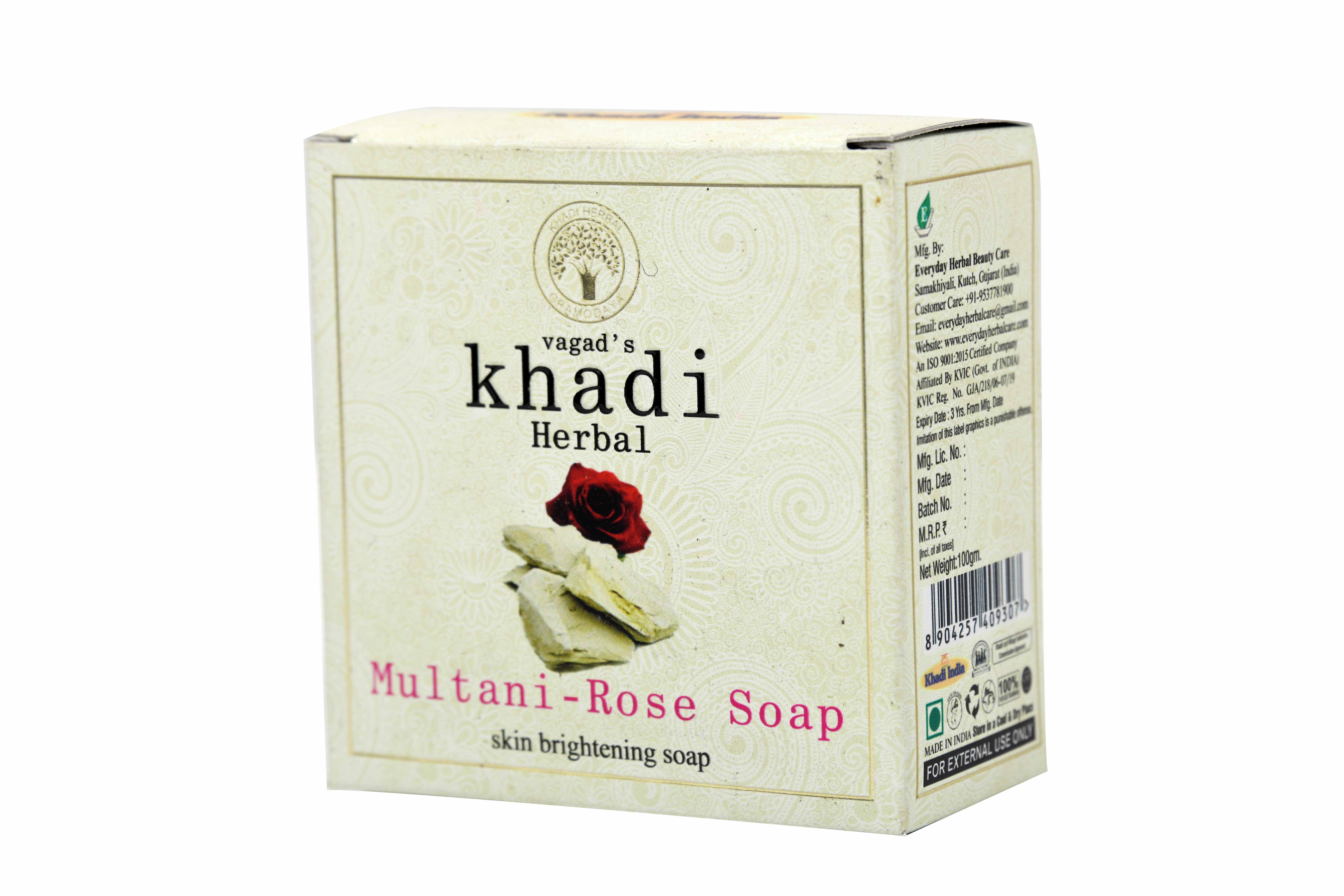 Vagad's Khadi Multani And Rose Milky Soap For Skin Brightening