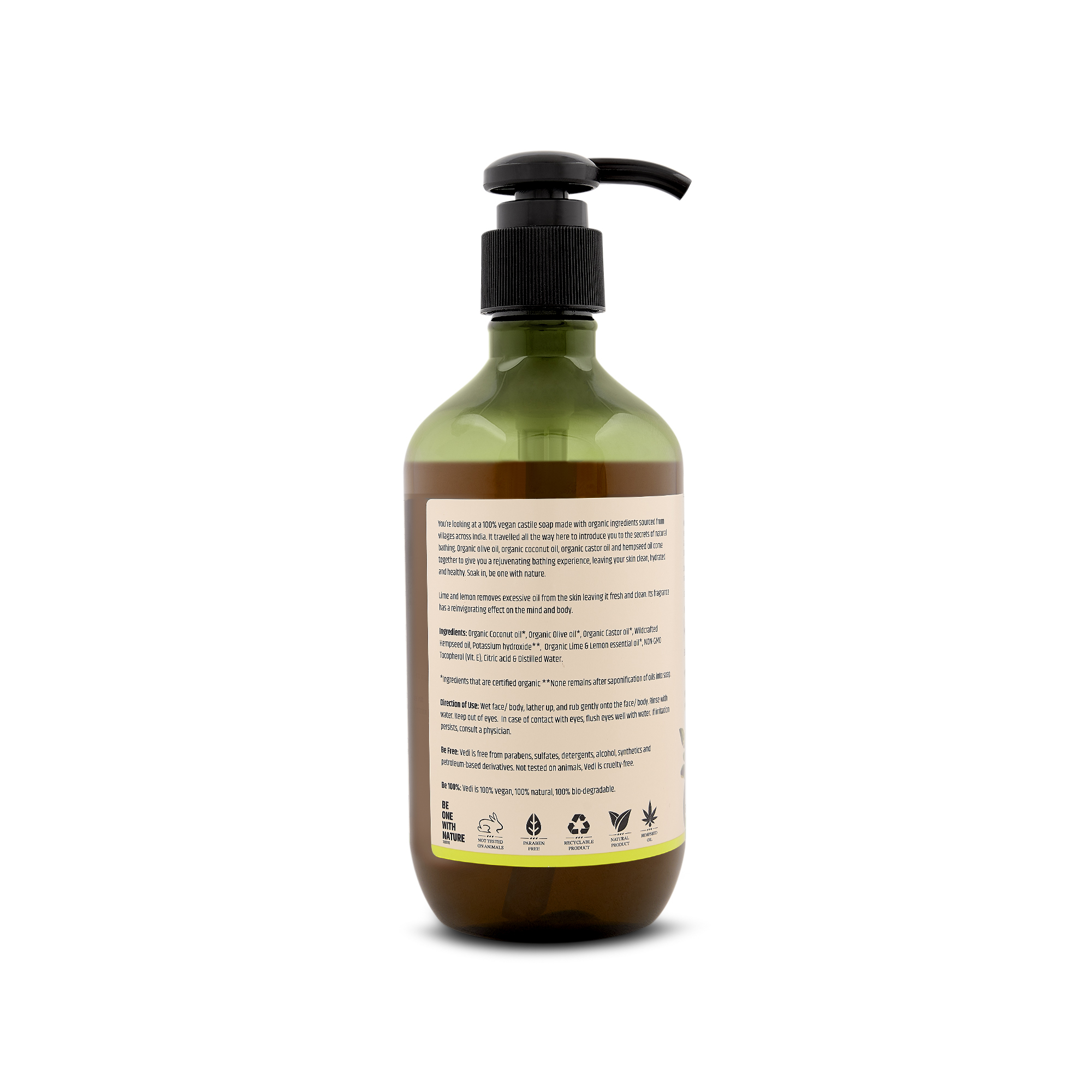 Vedi Herbal Lime & Lemon Liquid Castile Soap With Hempseed Oil