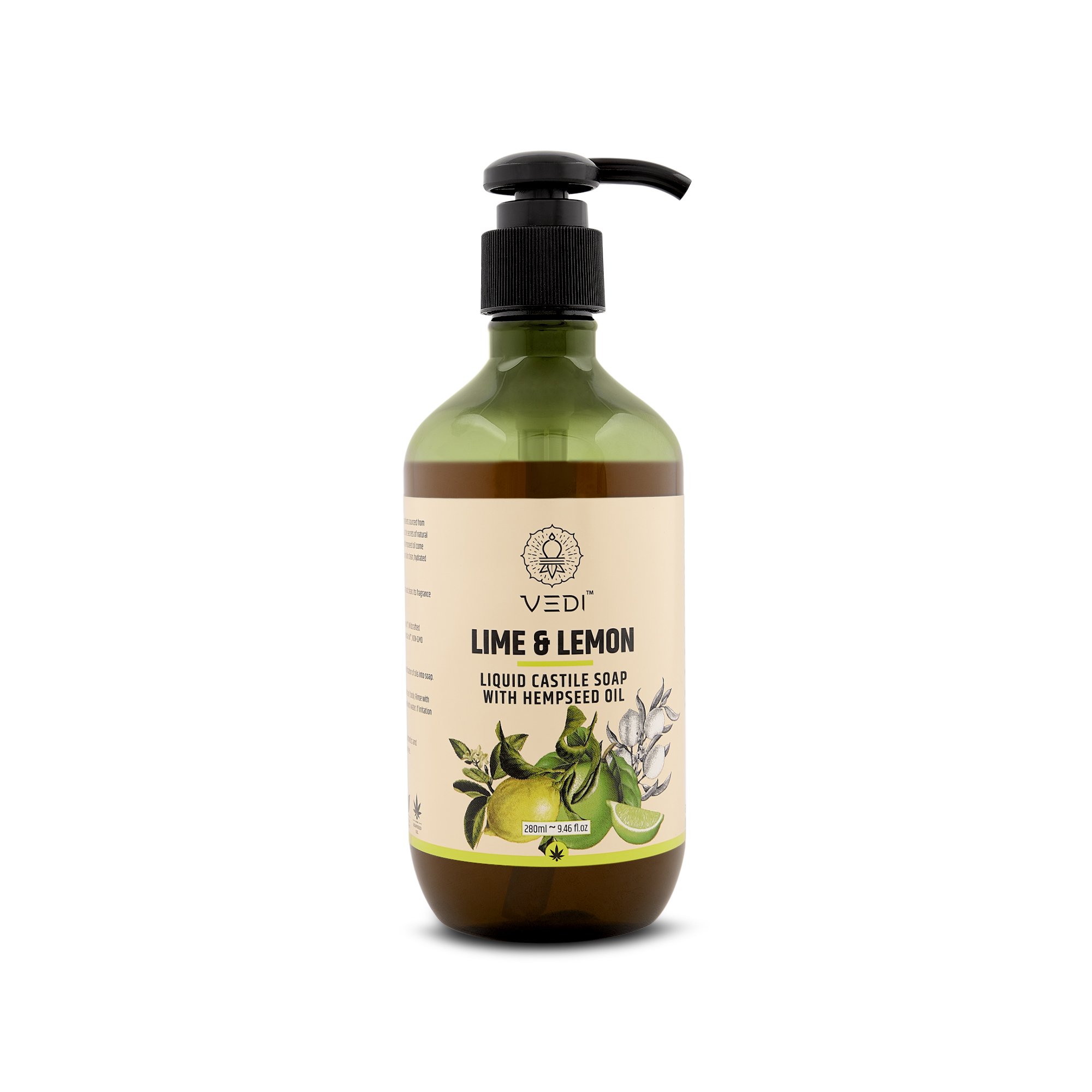 Vedi Herbal Lime & Lemon Liquid Castile Soap With Hempseed Oil